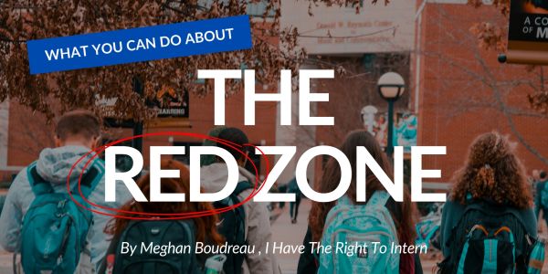 Blog title ‘The Red Zone: Understanding College Transition and Student Safety’ displayed on a college campus background